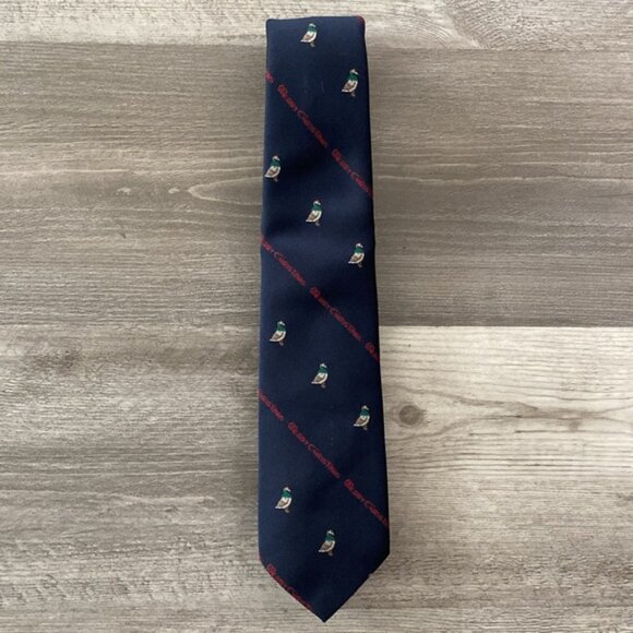 VTG Robert Talbott Neck Tie Mallard Duck Novelty Bow Merry Christmas Blue Red - Picture 2 of 14